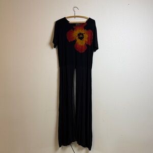 Chic Black Jumpsuit with Bold Floral Accent